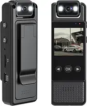 Jiyibidi Small Body Camera, 1080P Portable Mini Surveillance Camera with 180° Rotating Lens/6 Hours Video Recording, Security Camera Body Camera for Outdoors, Riding, Lectures
