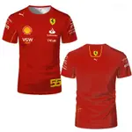 SCUDERIA FERRARI F1 TEAM CHARLES LECLERC T 恤 T 恤紅色 2024 男式夏季