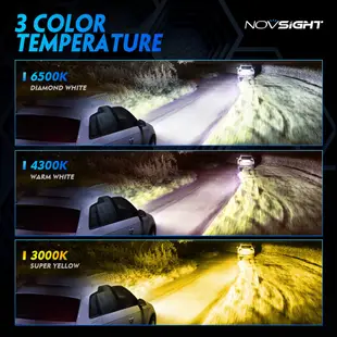 Novsight N61T H4 汽車 LED 大燈燈泡霧燈 3000K/4500K/6500K 3色燈 13000LM