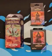 Disney Lorcana STARTER BUNDLE - First Chapter Starter Deck + Sleeves + Deck Box