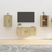 Wall Mounted TV Cabinets, 2 pcs Sonoma Oak, Sleek Floating Entertainment Units for Living Room Media Storage