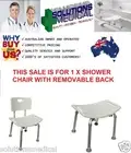 Shower Stool Bath Chair, Adjustable Heights, Removable Back Aust Standards.
