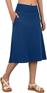 [SPOEAR] Women's Swim Skirts with Leggings 26" Midi Length Modest Long Skirted Bottom Swimwear with Zipper Pockets