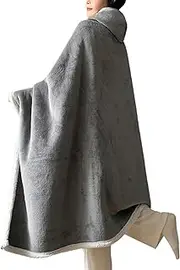 Portable Poncho Blanket, Wearable Hoodie Blanket Poncho, Cozy Plush Cloak Blankets Wrap Blanket for Women, Family, Friends