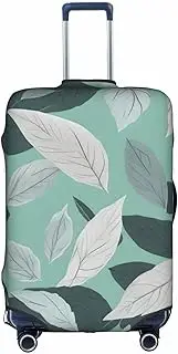 [FSCEV] Mint Gray Leaves Trolley Suitcase Protective Cover Business Travel Luggage Protector Fashion 18-32 Inches, White, L