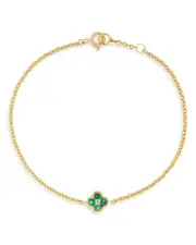 Bloomingdale's Fine Collection Emerald & Diamond Bezel Clover Chain Link Bracelet in 14K Yellow Gold