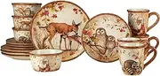 Certified International Pine Forest 16 pc Dinnerware Set, Service for 4, Brown