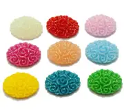 100 Mixed Color Flatback Resin Floral Oval Cabochons 10X14mm DIY Craft