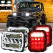 For Jeep Wrangler YJ 87-95 7x6" LED Headlights Hi-Lo Beam +White Red Tail Lights (for: Jeep)