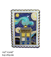 Doctor Who Tardis Police Box Van Gogh Starry Night Art Embroidered Iron On Patch