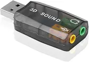Mellisso External USB Sound Card 3D Audio Headset Microphone Adapter for PC Desktop Support for Three-Dimensional Sound