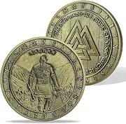 AtSKnSK Nordic Viking Coin, Viking Symbol, Rune Challenge Coin, Medallion, Norse Mythology Amulet for Men
