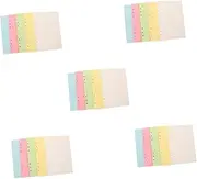 TEHAUX 5sets Lined Notebook Binder Paper A5 Size Refills Planner Inserts in 5 Colors Supplies 100sheets*5