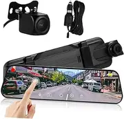 GANAZONO 1Set Streaming Media Mirror Dash Cam Dual Front and Rear Camera Display Wide Viewing Angle Loop Recording Rearview Camera for Safe Driving