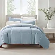 SERTA Simply Clean Ultra Soft Hypoallergenic Solid 2 Piece Comforter Set, Twin XL, Light Blue