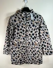 NWT ANTHROPOLOGIE Field Flower 100% Wool Leopard Prints Zip Jacket XS P