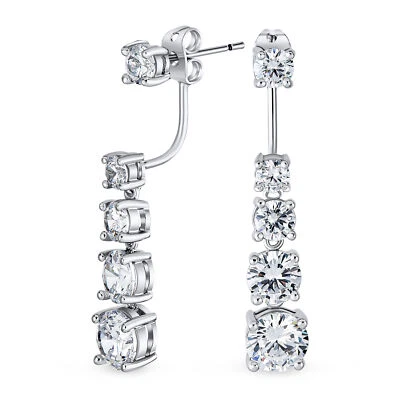 Modern Classic Bridal Dangle Chandelier Earrings with CZ Drop and Stud Jacket