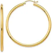 [Diamond2Deal] Women's 14k Yellow Gold Lightweight Large Round Hoop Earrings