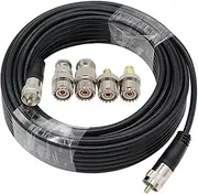 exgoofit RG8X Coaxial Cable 50ft, CB Coax Cable + UHF SO239 Female to SMA/UHF/BNC Adapter 4-Pack for Amateur, CB Radio, SWR Meter