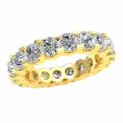 Low Shared U-Prong Set Eternity Band Ring 4.50Ct Round Brilliant Cut Diamond