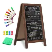 AMUSIGHT Wooden A-Frame Sign Magnetic 40" x 20" Rustic Brown Chalk Board Sign...