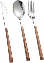 HOMOBABE Imitation Wood Handle Forks Salad Forks Stainless Steel Set for Salad Servers