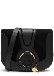 See By Chloé Hana Panelled Cross Body Bag, Suede Bag, Black One Size
