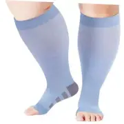 Plus Size Compression Socks Open Toe Compression 5X-Large-6X-Large Baby Blue