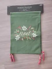 Robert Stanley Green NOEL Table Runner 72" X 13" Red Tassels Gold Holly