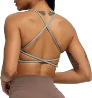 [Aoxjox] Women's Workout Sports Bras Fitness Backless Padded Ivy Low Impact Bra Yoga Crop Tank Top