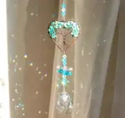 TREE of LIFE Crystal Sun Catcher Turquois Pendant Love Heart Rear View Car Charm