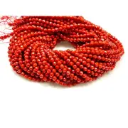 Red Coral Natural Gemstone Round Faceted Beads Approximately 4-5mm AAA Quality