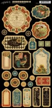 Graphic 45 FRENCH COUNTRY Chipboard #1 High Quality! Tags, Embellishment