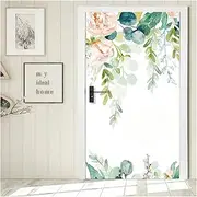 Door Stickers Jungle Flowers Self-Adhesive Removable Door Stickers Spring Floral Wallpaper Natural Scenery Decal Home(H,77x200cm)