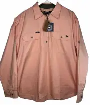 Ringers Western Pentecost River Ladies Half Button Coral Work Shirt Size 24 BNWT