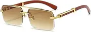 [WHHJM] Mens Fashion Rimless Rectangle Sunglasses for Man Frameless Square Glasses Gradient Tinted UV400 Lens