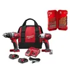 Milwaukee Drill Driver+Impact Driver Combo Kit 18V Cordless W/23PC Drill Bit Set