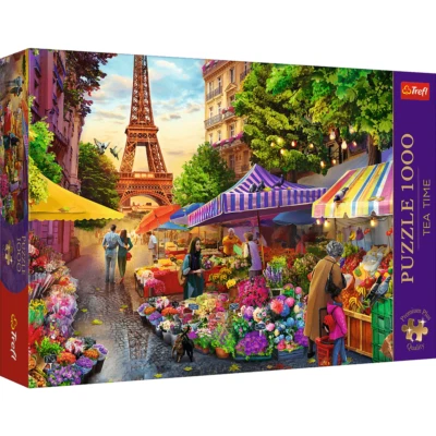 1000 Piece Jigsaw Puzzle Teatime Flower Market In Paris France Eiffel Tower