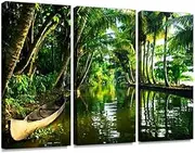 backwaters of Kerala Print On Canvas Wall Artwork Modern Photography Home Decor Unique Pattern Stretched and Framed 3 Piece