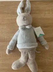 The Peanutshell - Beige Grey Bunny Rabbit Baby Soft Toy NWTs 34cm