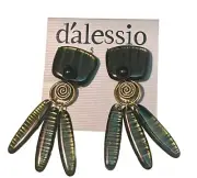 BOLD Vintage DALESSIO 80s Lucite Earrings Clip On NOS Memphis 1980s Large Big