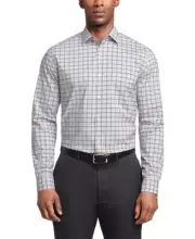 Van Heusen Mens Regular fit Dress Shirt Medium 15-15.5 34-35 Midnight Blue Plaid
