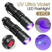 LED Flashlight 365 nM UV Ultra Violet Backlight Light Inspection 2pcs Torch