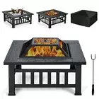 3IN1 Fire Pit Kitchen Outdoor BBQ Table Grill Stove Ice Bucket Camping Heater