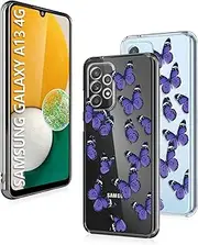 [Ciciber] Case for Samsung Galaxy A13 4G, Soft Slim Transparent Mobile Phone Case (Extremely Thin, Lightweight) Protective Case for Samsung Galaxy A13 4G 6.6 Inch, Case Cover with Purple Butterfly Motif