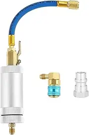 MGAVATPNPY R134A Compressor Oil Dye Ejector, 1/4 Inch SAE Male and Female Double-Head Refrigeration Air Conditioning Oil Filling Cylinder R Air Conditioning Hoses and Accessories