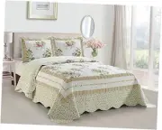 Pink Green Flowers Floral Design Luxury Lush Soft Flowers King / Cal-King