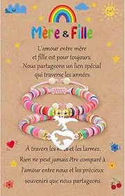 [YELUWA] 2 Pieces Back To School Gifts Mother Daughter Bracelet Mum and I Bracelet First Day of School Preschool Nursery Matching Wish Dinosaur Bracelets Set for Mother Daughter Girls FR, Stainless