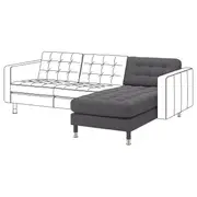 LANDSKRONA chaise longue, add-on unit, Gunnared dark grey/metal