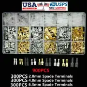 900Pcs Insulated 2.8/4.8/6.3mm Male Female Spade Terminals Wire Connectors